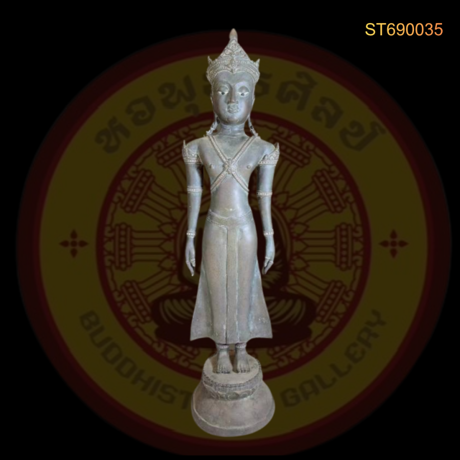 พระพุทธรูปยืน สําริด ศิลปะเชียงแสนทรงเครื่อง