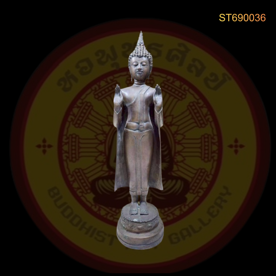 พระพุทธรูปปางห้ามสมุทร สําริด ศิลปะเชียงแสน