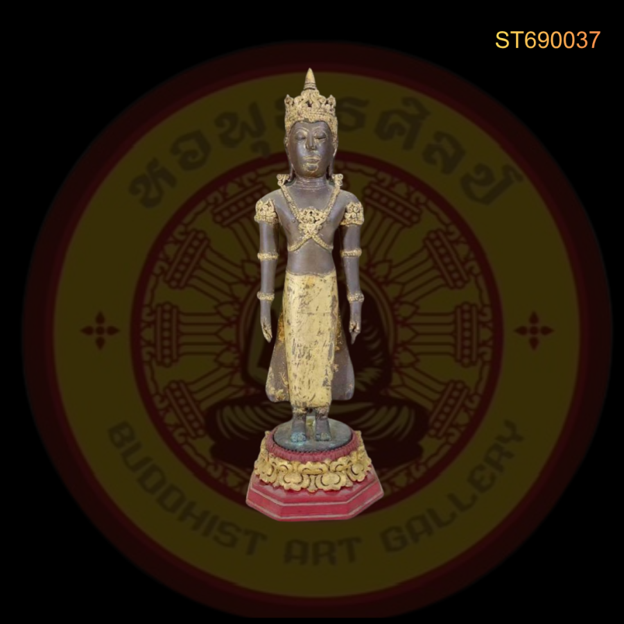 พระพุทธรูปยืน สําริด ศิลปะเชียงแสนทรงเครื่อง