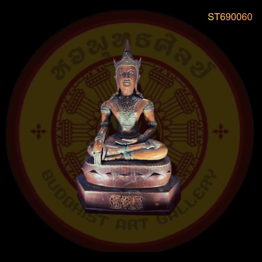 พระพุทธรูปมารวิชัย สําริด  ศิลปะเชียงแสน ทรงเครื่อง