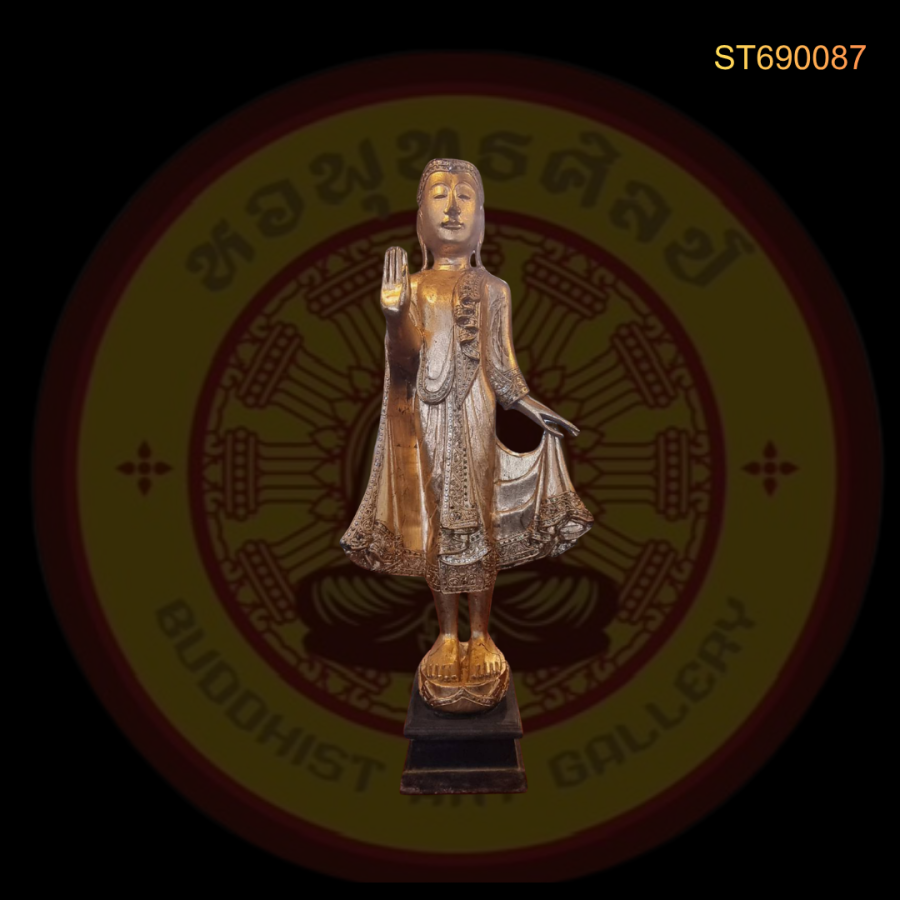 พระพุทธรูปยืนศิลปะพม่าสกุลช่างมัณฑะเลย์ (Antique Burmese Mandalay Standing Buddha)